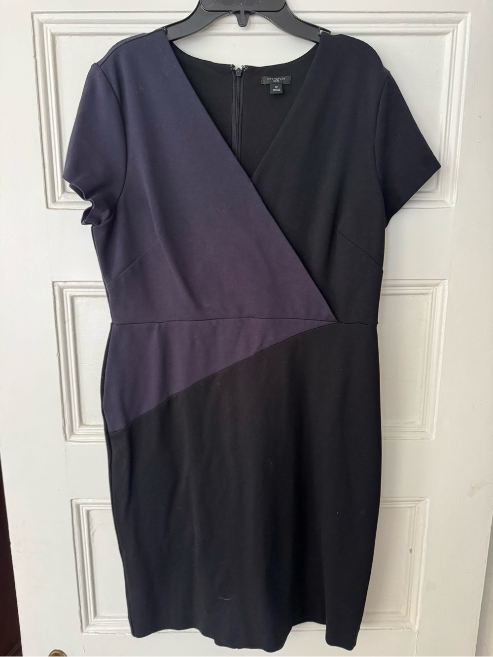 Ann Taylor Black and Deep Navy Colorblock midi Dress